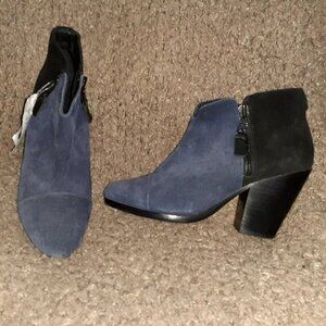 RAG & BONE-Margot-Black & Navy Suede Ankle Boots Block Heel Booties-SZ 35-NWOB